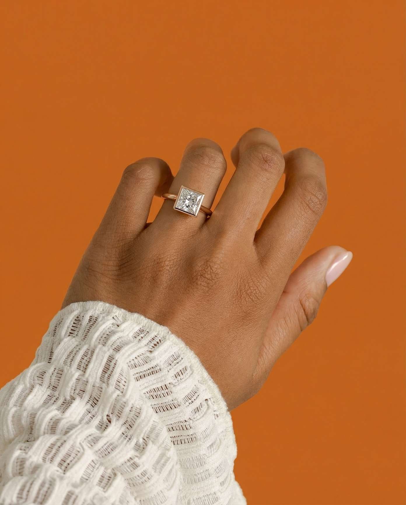 טבעת אירוסין דנה - אשר (Asscher) גאומטרית 14K – תמונה 2